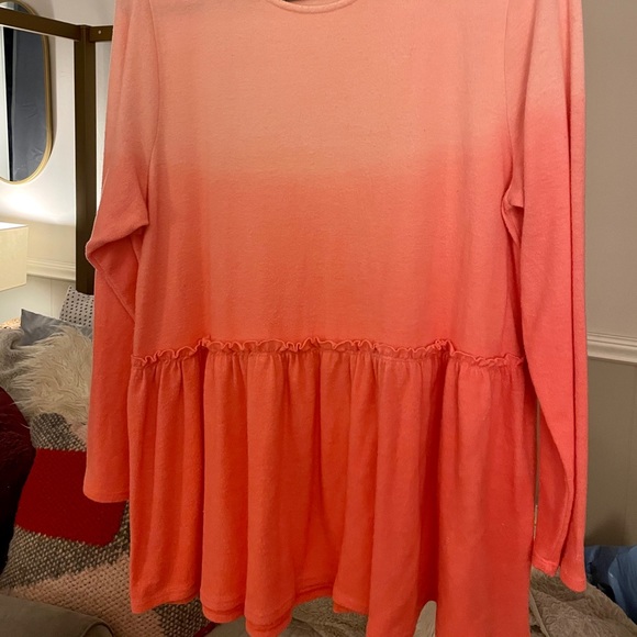 CHIC SOUL Peach Passion Ombré Peplum Top - Picture 2 of 6